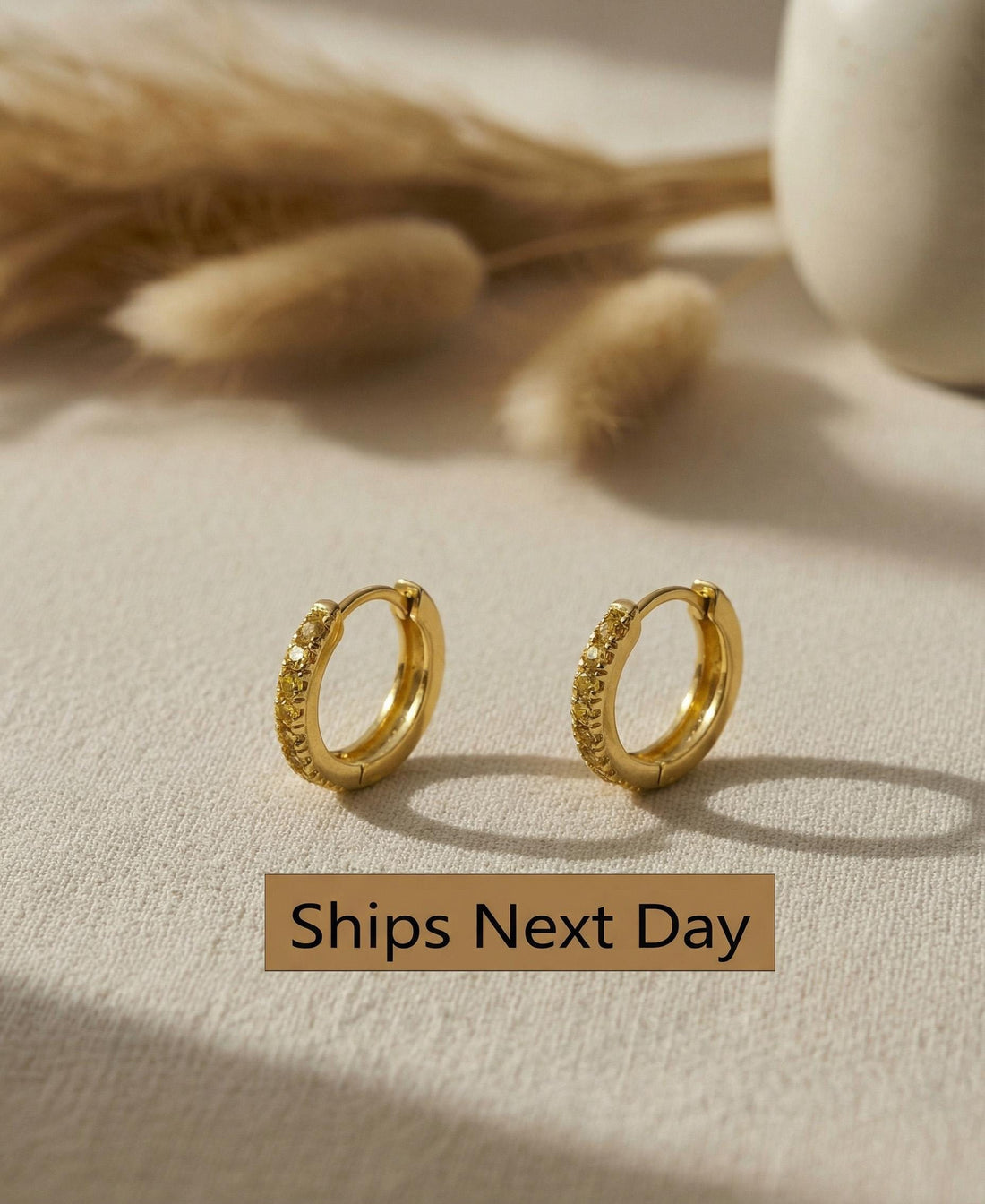 Yellow Sapphire Hoop Earrings, September Birthstone Gifts, Sterling Silver Huggies Hoop Earrings, Minimal Hoop Earrings