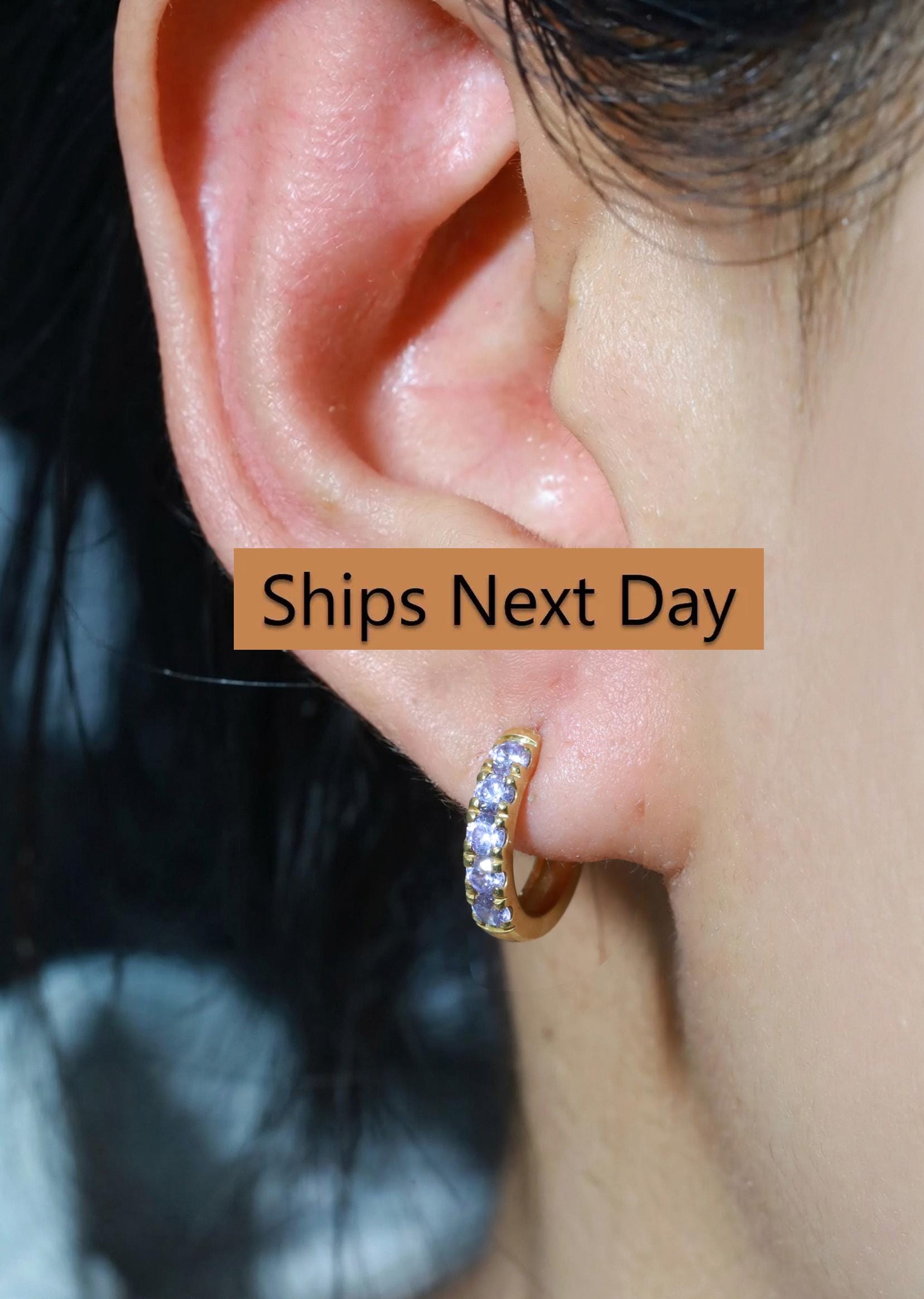 Five Stones Tanzanite Hoop Earrings, December Birthstone Gifts, Huggie Hoops, Minimal Hoop Earrings Gift for Her, Bridal Earrings