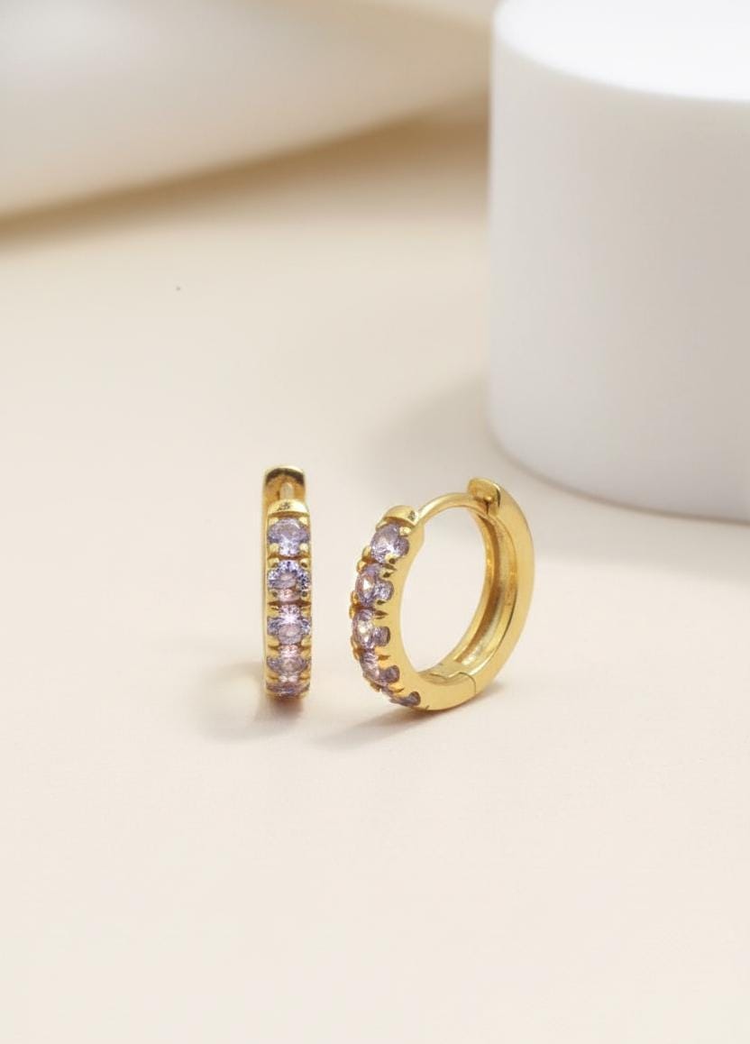 Five Stones Tanzanite Hoop Earrings, December Birthstone Gifts, Huggie Hoops, Minimal Hoop Earrings Gift for Her, Bridal Earrings