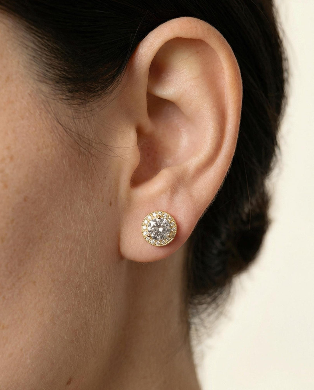 Diamonds Halo Stud Earrings, Sterling Silver Round Diamond Earrings, Everyday Earring, Bridesmaid Gift, Classic Earrings
