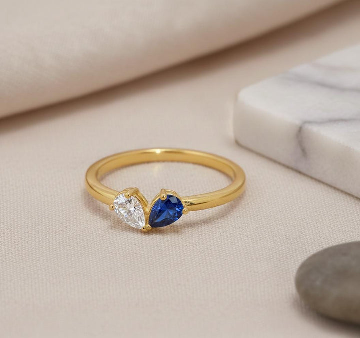 Personalized Birthstone Ring, 18K Gold Custom Heart Ring, Marquise Diamond Ring, Anniversary Ring Gift for Women