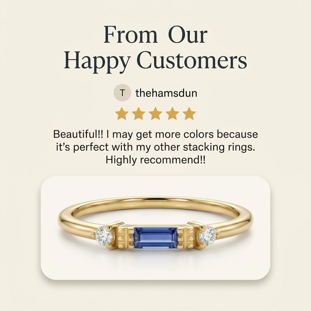 Personalized Valentine Gift Customize Birthstone Ring in Yellow Gold | Sapphire and Diamond Minimalist Promise Ring | Romantic Gift for Her