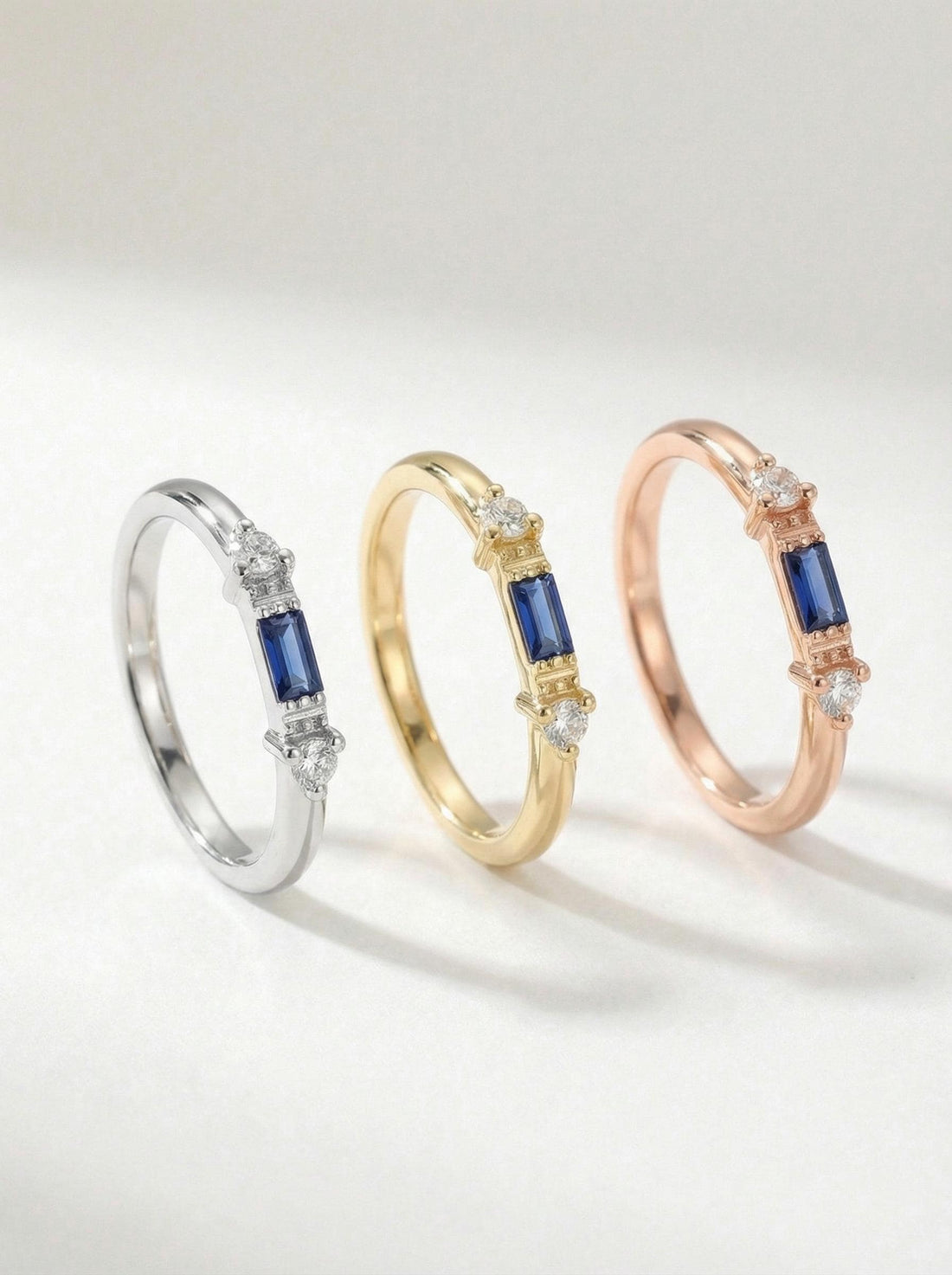 Baguette Sapphire Ring / September Birthstone / Stacking Sapphire and Diamond Ring / Minimalist Ring / In Stock