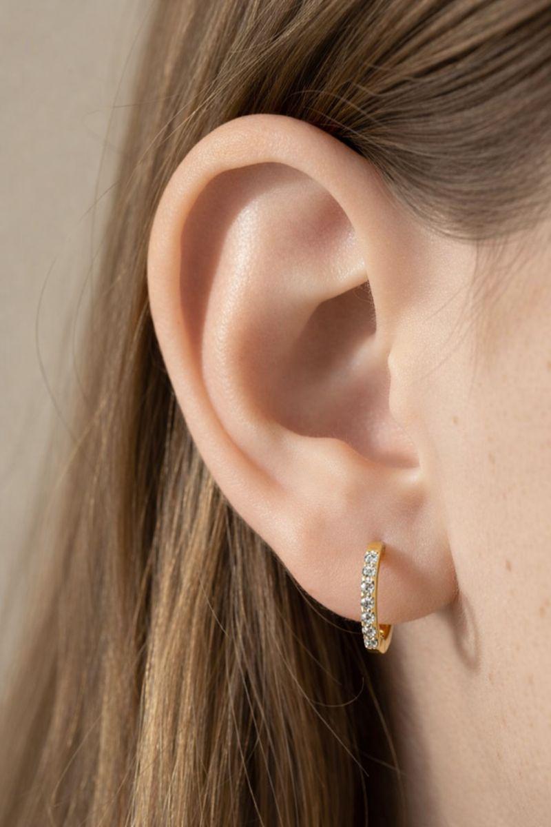 12mm Diamond Hoop Earrings, 18K Gold Plated Huggie Hoops, Minimalist Earrings Perfect for Gifting