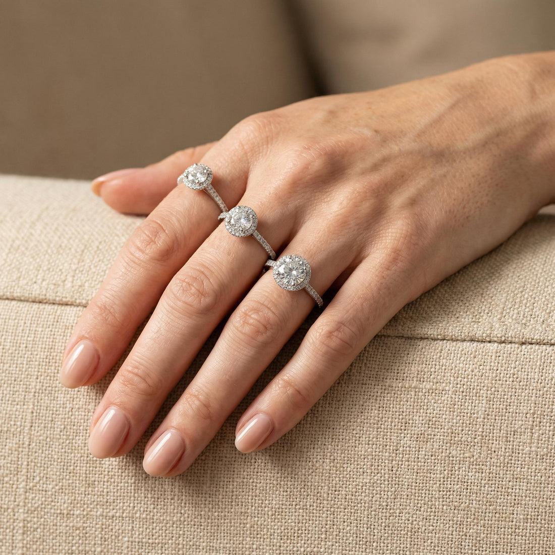 Round Engagement Ring Gold Travel Ring Unique Silver Promise Ring Wedding Ring Simulated Diamond Ring Halo Diamond Ring Gift
