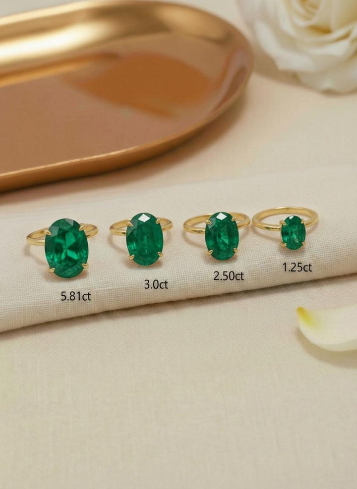Emerald Engagement Ring Oval Solitaire Ring Minimalist Travel Ring May Birthstone