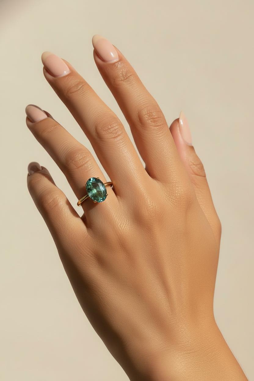 Alexandrite Engagement Ring Oval Solitaire Ring Minimalist Travel Ring June Birthstone