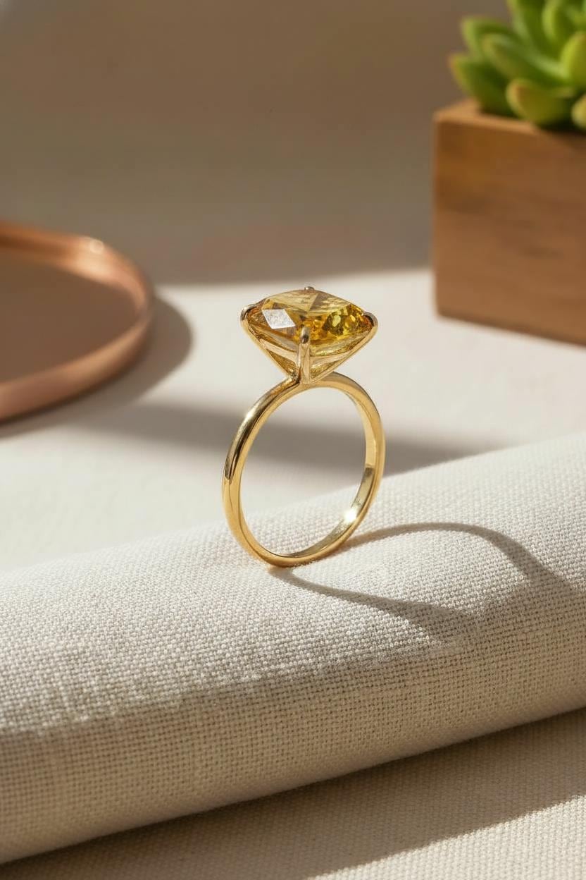 Citrine Engagement Ring Oval Solitaire Ring Minimalist Travel Ring November Birthstone