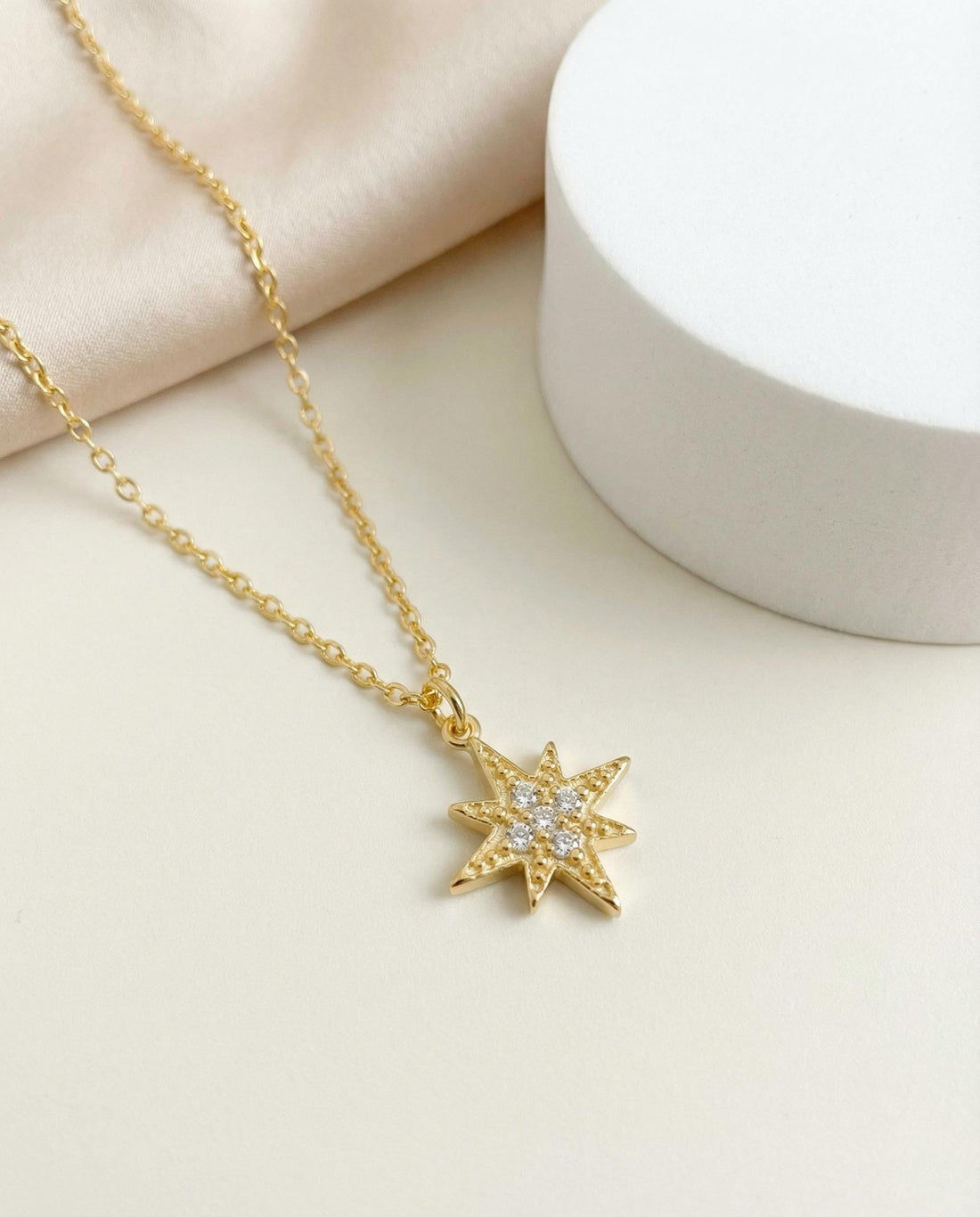 North Star Necklace / North Star Charm / Diamonds Star Necklace / Bridesmaid Gift