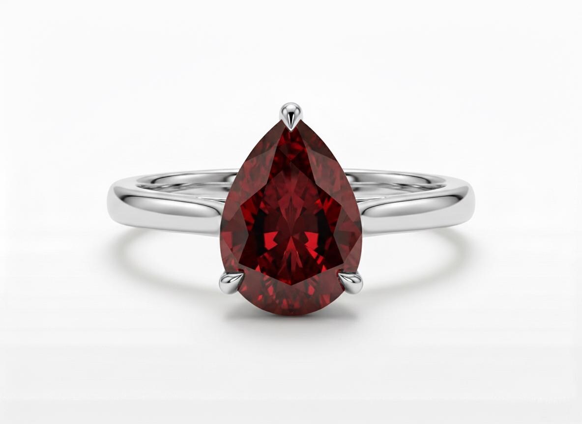 Garnet Birthstone  Ring, Pear Cut Solitaire Engagement Ring, January Gemstone, Teardrop Promise Ring
