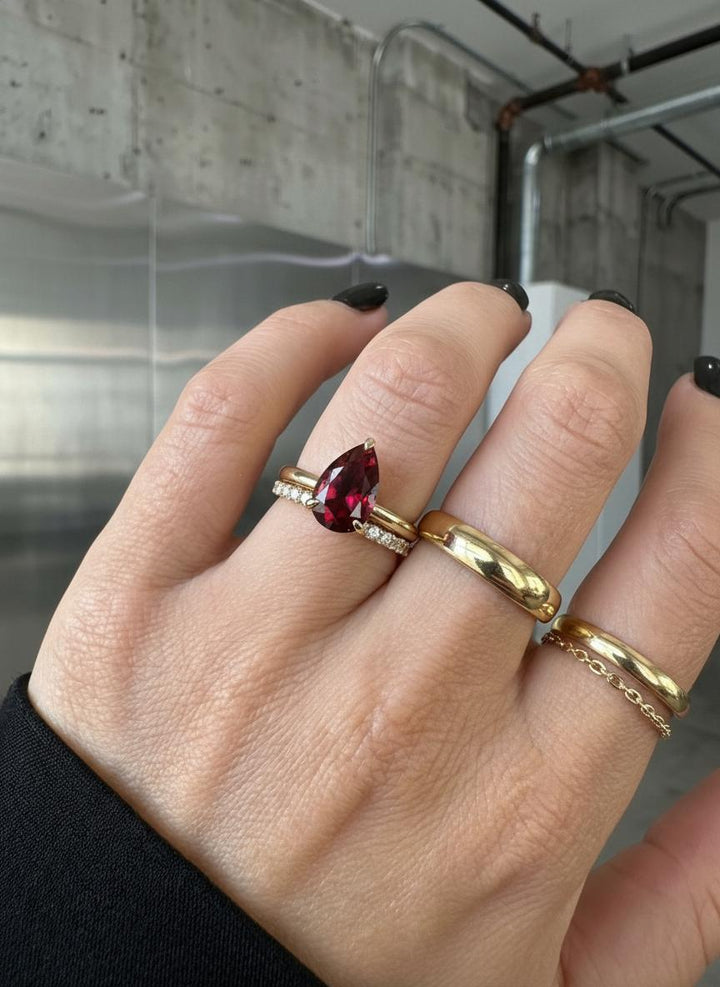 Garnet Birthstone  Ring, Pear Cut Solitaire Engagement Ring, January Gemstone, Teardrop Promise Ring