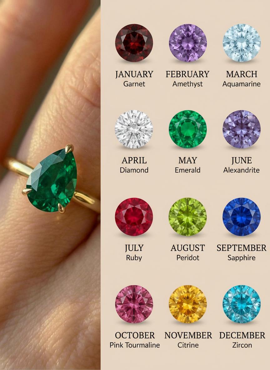Emerald Birthstone  Ring, Pear Cut Solitaire Engagement Ring, May Gemstone, Teardrop Promise Ring