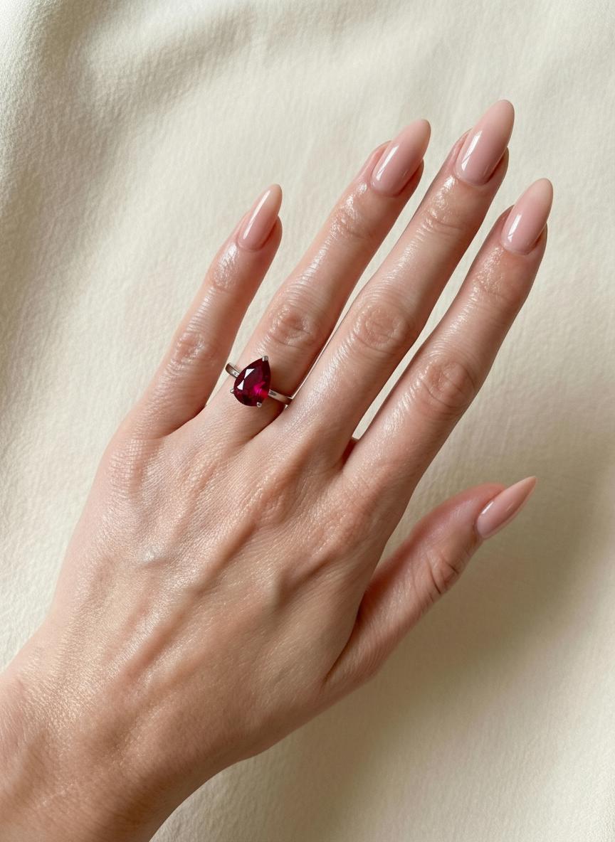 Ruby Birthstone  Ring, Pear Cut Solitaire Engagement Ring, July Gemstone, Teardrop Promise Ring