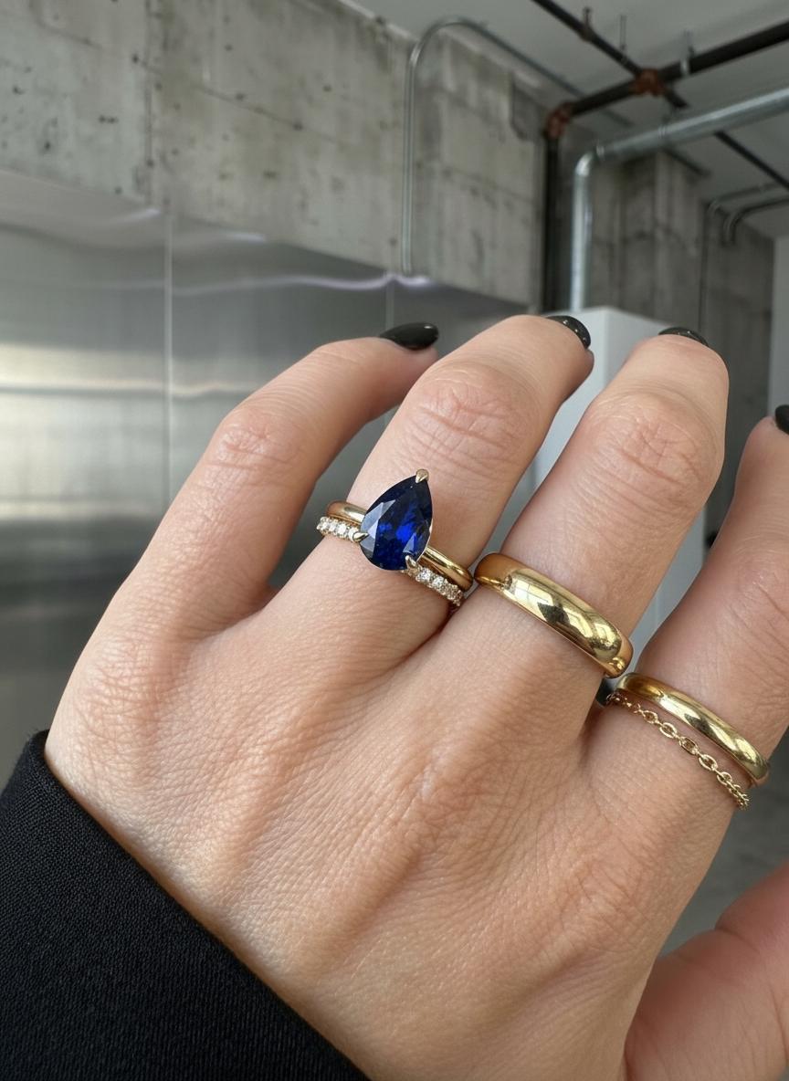 Sapphire Birthstone  Ring, Pear Cut Solitaire Engagement Ring, September Gemstone, Teardrop Promise Ring