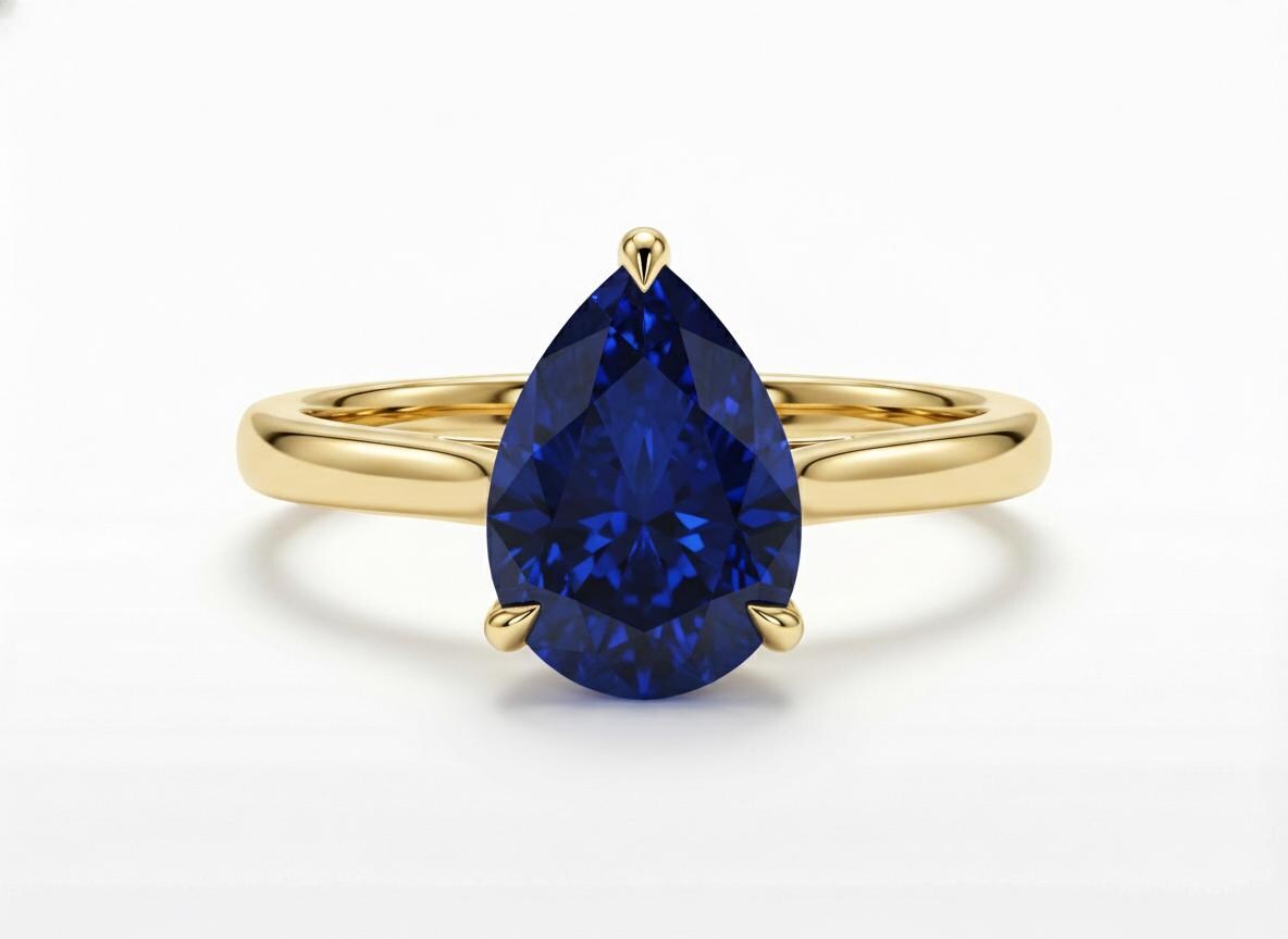 Sapphire Birthstone  Ring, Pear Cut Solitaire Engagement Ring, September Gemstone, Teardrop Promise Ring
