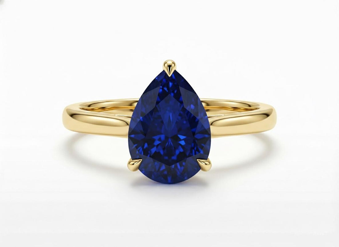 Sapphire Birthstone  Ring, Pear Cut Solitaire Engagement Ring, September Gemstone, Teardrop Promise Ring