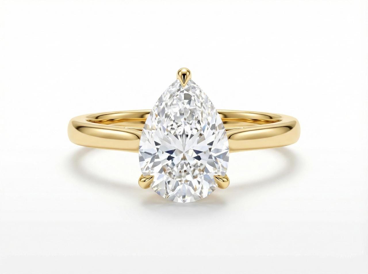 Moissanite Birthstone Ring, Pear Cut Solitaire Engagement Ring, Moissinate Promise Ring
