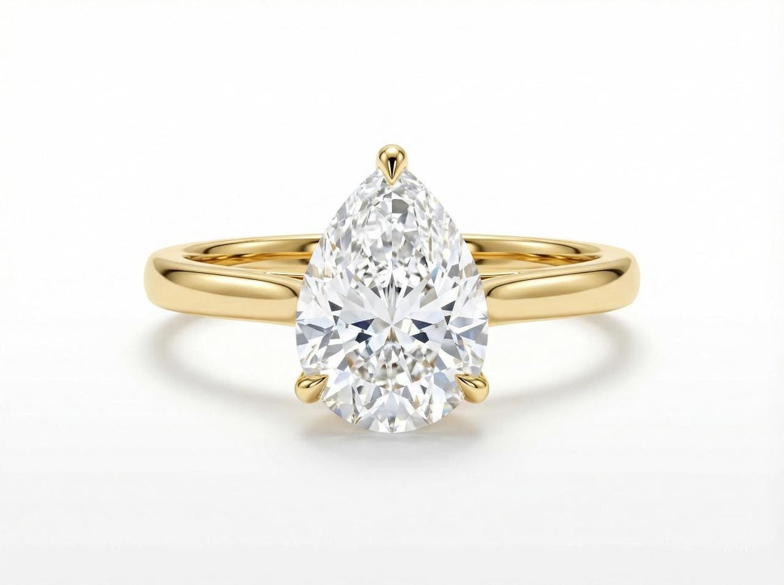 Moissanite Birthstone Ring, Pear Cut Solitaire Engagement Ring, Moissinate Promise Ring