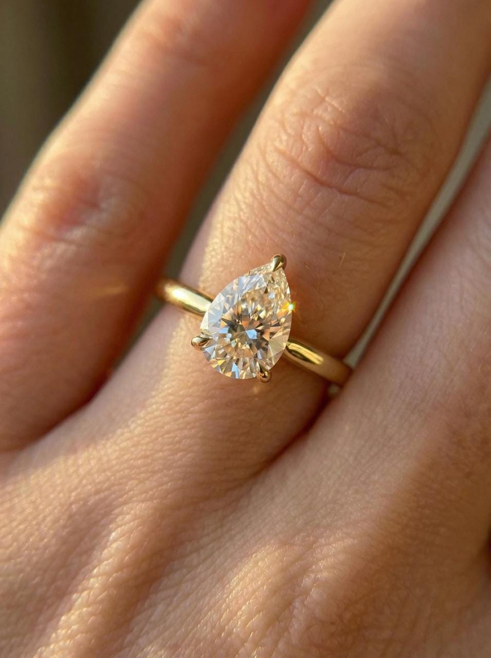 Moissanite Birthstone Ring, Pear Cut Solitaire Engagement Ring, Moissinate Promise Ring