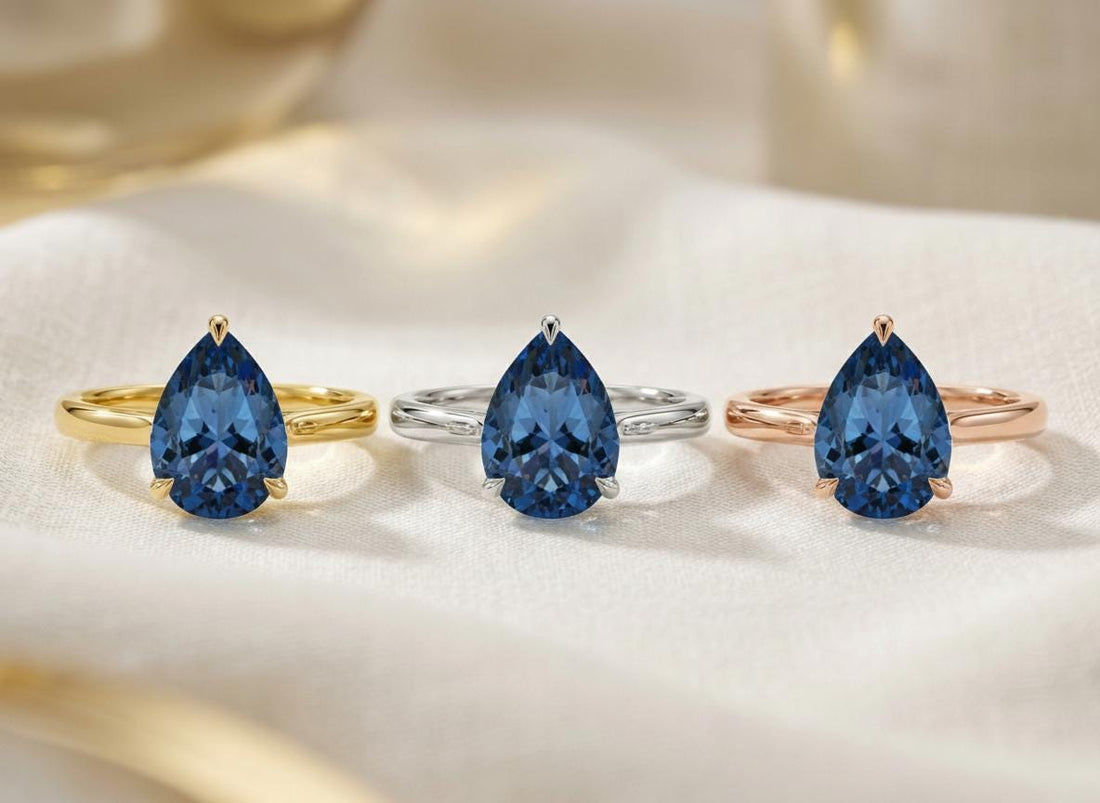 London Blue Topaz Birthstone  Ring, Pear Cut Solitaire Engagement Ring, December Gemstone, Teardrop Promise Ring