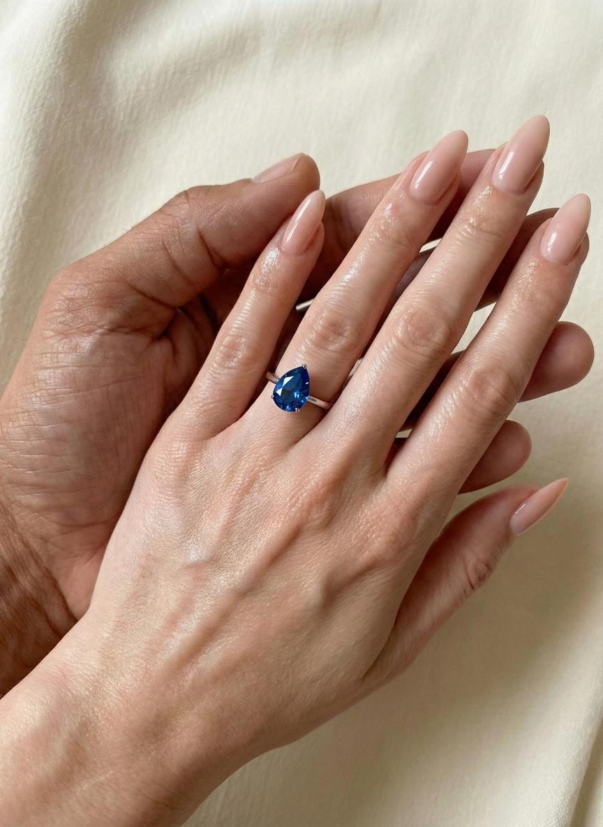 London Blue Topaz Birthstone  Ring, Pear Cut Solitaire Engagement Ring, December Gemstone, Teardrop Promise Ring