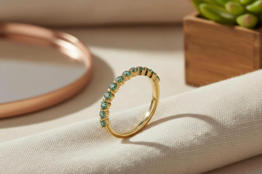 2.0 mm Single Prong Alexandrite Ring, June Birthstone, Half Eternity Stackable Band, Alexandrite Wedding Band, Stacking Ring