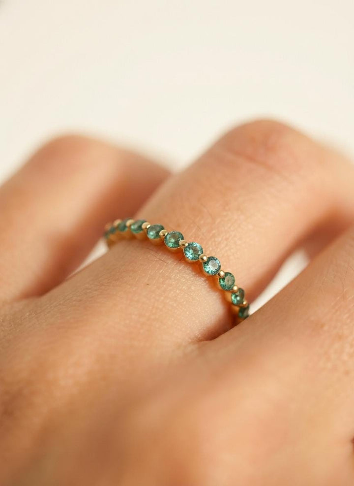 2.0 mm Single Prong Alexandrite Ring, June Birthstone, Half Eternity Stackable Band, Alexandrite Wedding Band, Stacking Ring