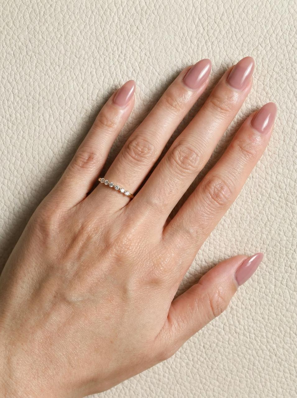 Moissanite Wedding Band Anniversary Gift 14K Gold Bubble Ring, 0.24ctw Round Floating Stacking Ring, Half Eternity Band 6 Stone