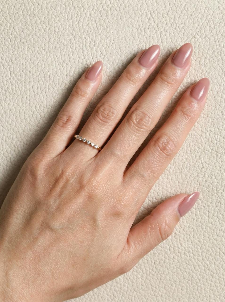 Lab Grown Diamond Wedding Band, Anniversary Gift 14K Gold Bubble Ring, 0.24ctw 6 Stone Half Eternity Stackable Ring, Shared Prong Anniversar