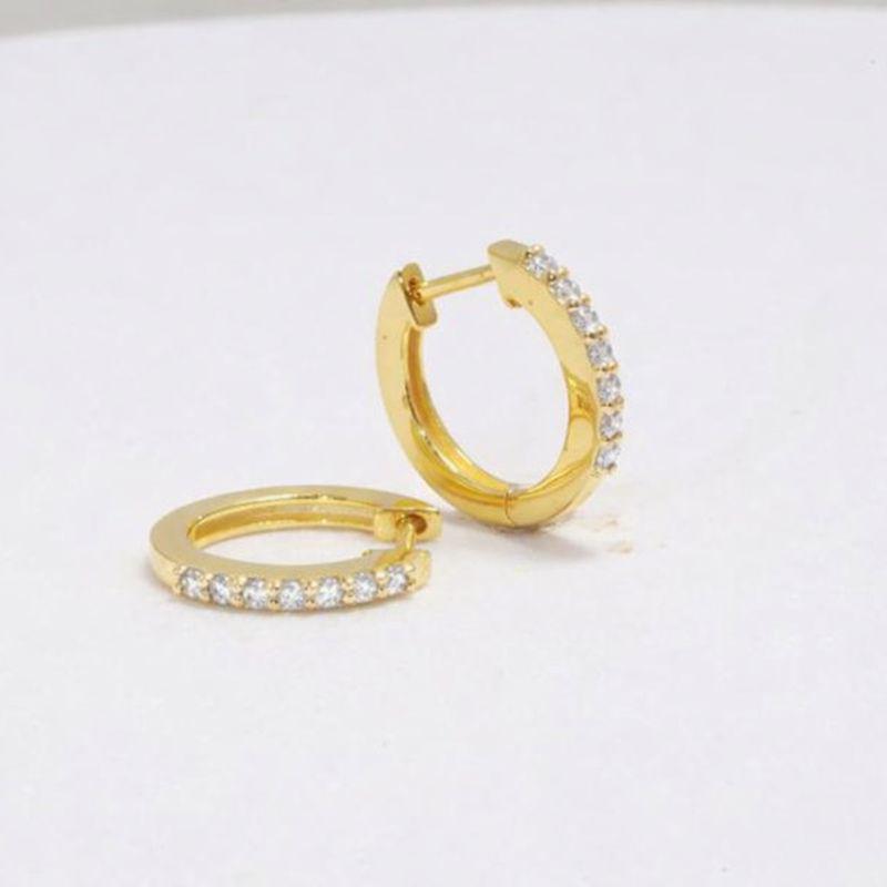 12mm Diamond Hoop Earrings, 18K Gold Plated Huggie Hoops, Minimalist Earrings Perfect for Gifting