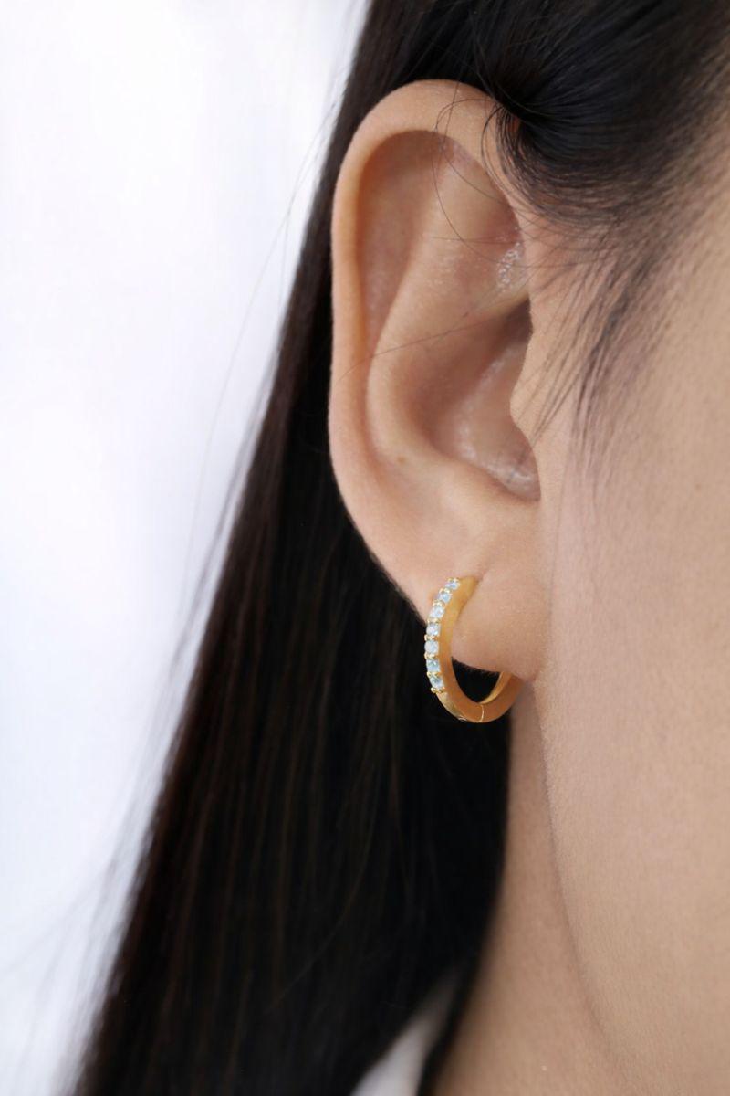 12mm Diamond Hoop Earrings, 18K Gold Plated Huggie Hoops, Minimalist Earrings Perfect for Gifting