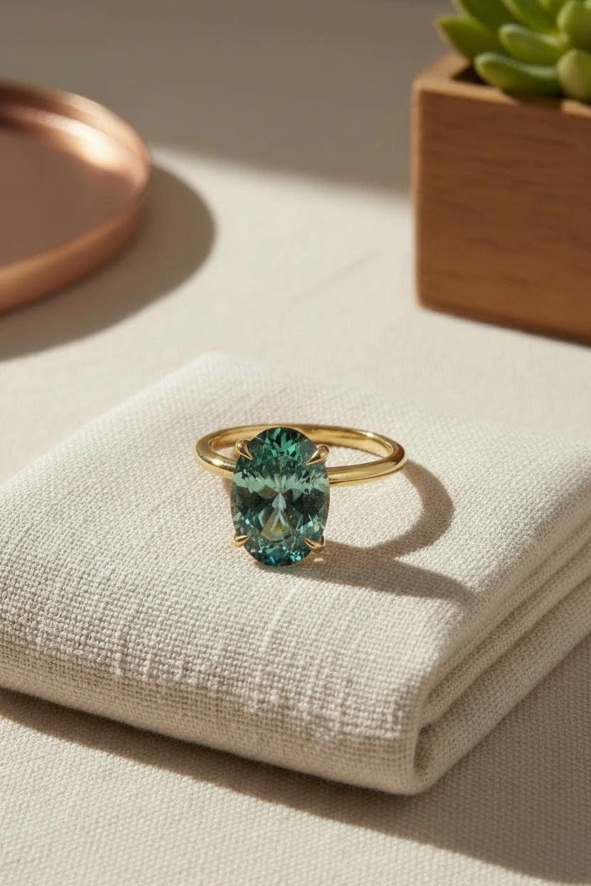 Alexandrite Engagement Ring Oval Solitaire Ring Minimalist Travel Ring June Birthstone