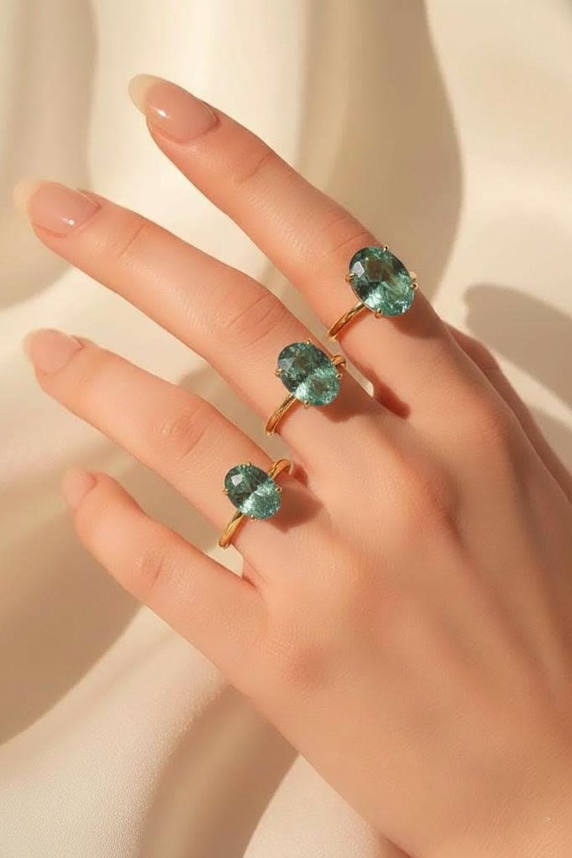 Alexandrite Engagement Ring Oval Solitaire Ring Minimalist Travel Ring June Birthstone