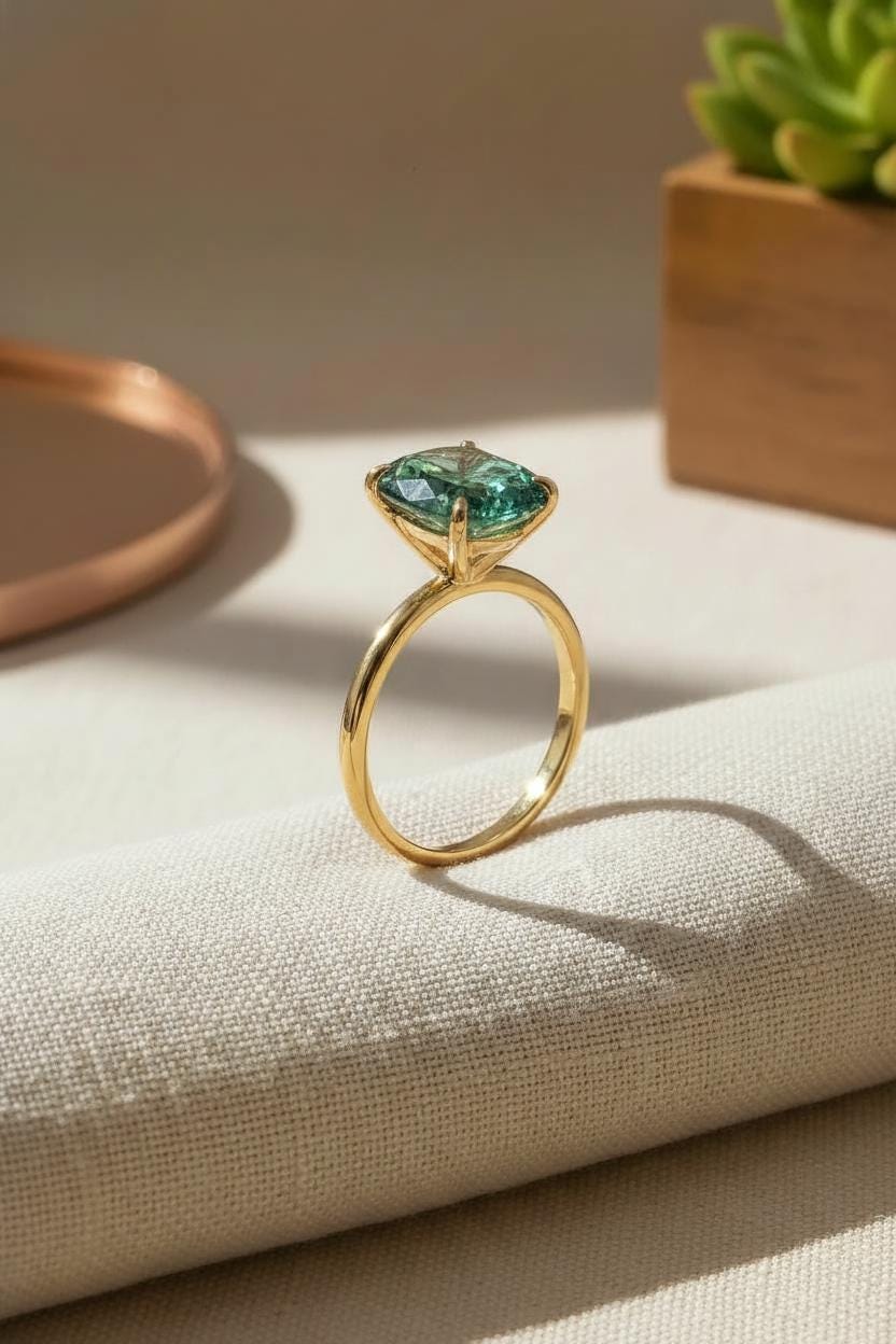 Alexandrite Engagement Ring Oval Solitaire Ring Minimalist Travel Ring June Birthstone