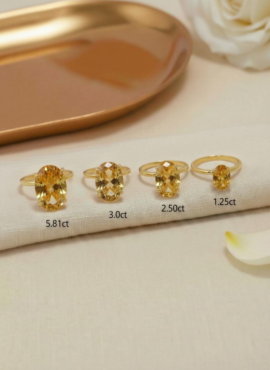 Citrine Engagement Ring Oval Solitaire Ring Minimalist Travel Ring November Birthstone