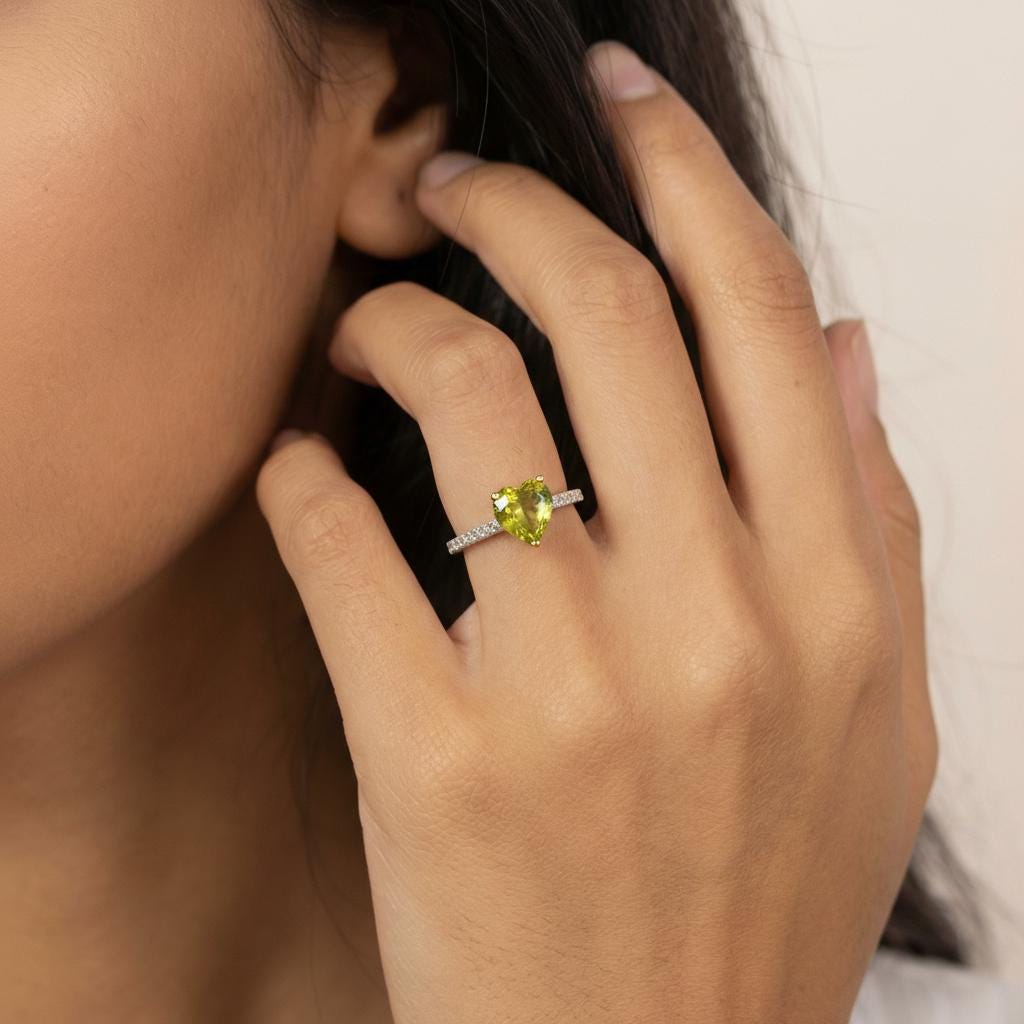 Graduation Gift - 6.0mm Cushion Cut Peridot Ring, August Birthstone Jewelry, Sterling Silver Engagement Ring, Green Gemstone Ring for Women