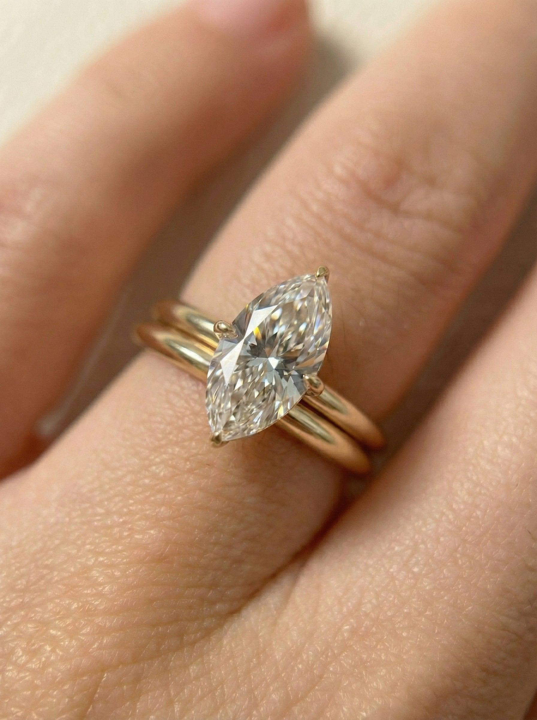 1.5ct Marquise Engagement Ring, Silver Solitaire Promise Wedding Ring, Simulated Diamond Ring Gift for Her