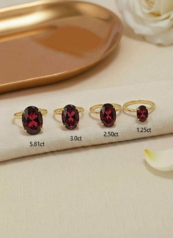 Garnet Engagement Ring Oval Solitaire Ring Minimalist Travel Ring January Birthstone Ring