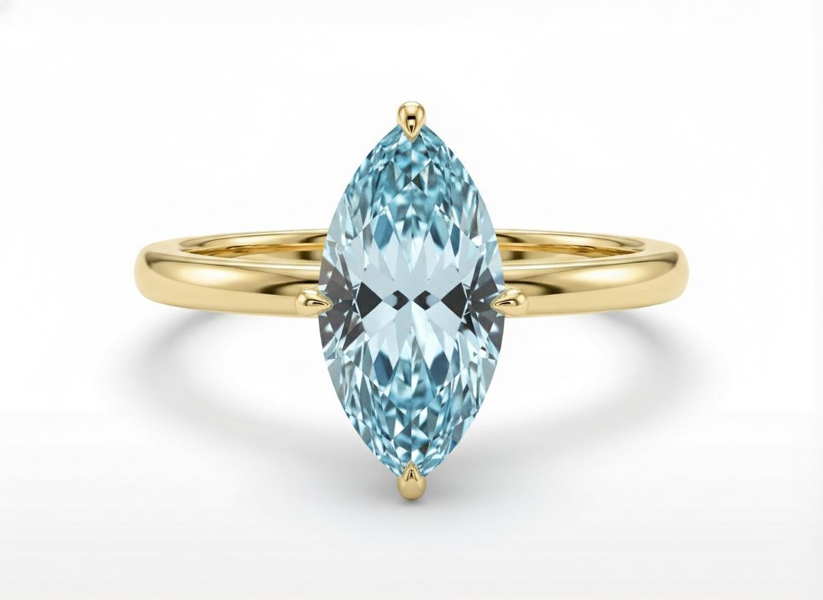 Marquise Aquamarine Engagement Ring Light Blue Solitaire Ring  Promise Ring Minimalist Anniversary Gift for Her, March Birthstone