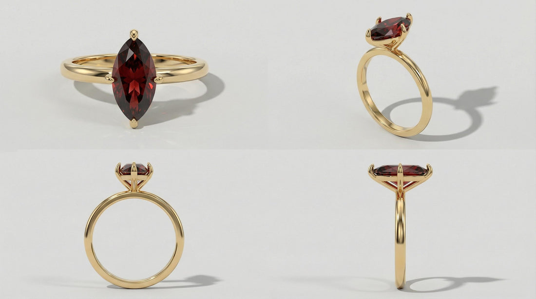 1.5ct Marquise Engagement Ring, Solitaire Promise Wedding Ring, Garnet Ring Gift for Her, January Birthstone