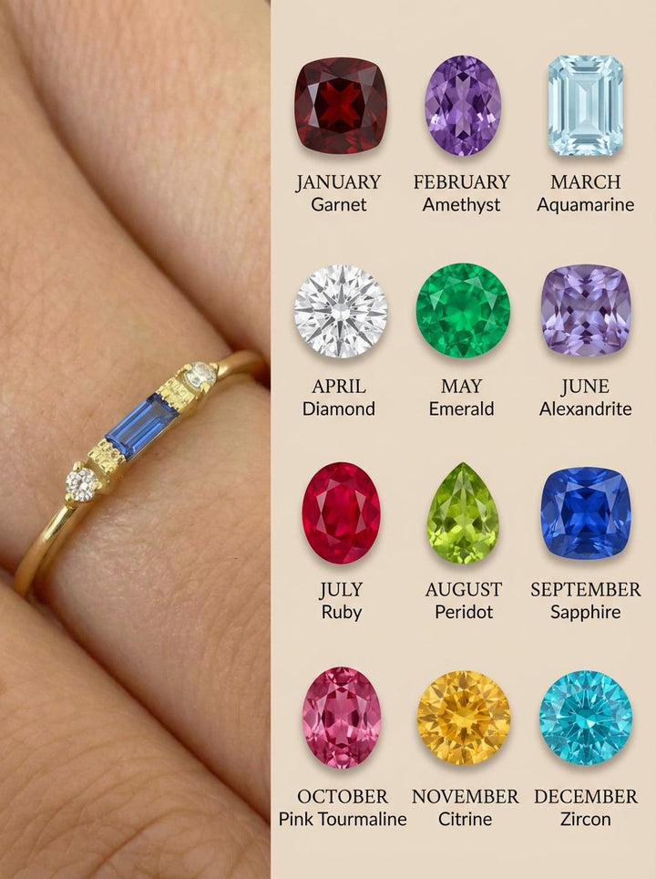 Baguette Sapphire Ring / September Birthstone / Stacking Sapphire and Diamond Ring / Minimalist Ring / In Stock