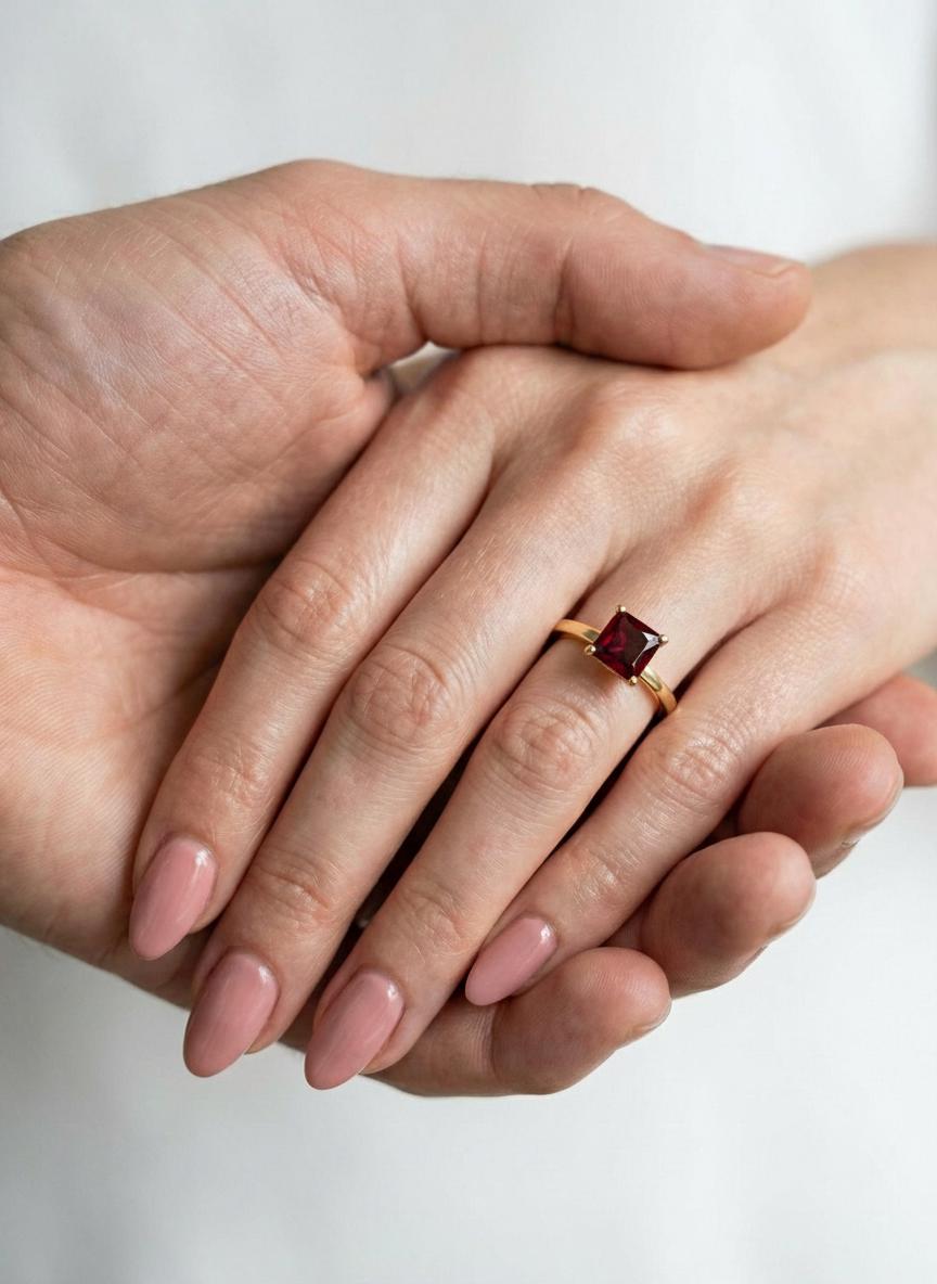 Princess Cut Garnet Engagement Ring, January Birthstone Solitaire Ring, Deep Red Gemstone Promise Ring, Anniversary Gift for Her