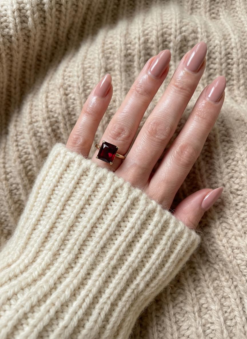 Princess Cut Garnet Engagement Ring, January Birthstone Solitaire Ring, Deep Red Gemstone Promise Ring, Anniversary Gift for Her