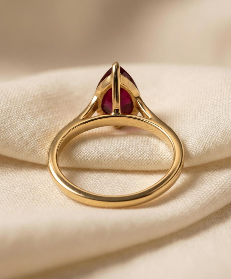 Ruby Birthstone  Ring, Pear Cut Solitaire Engagement Ring, July Gemstone, Teardrop Promise Ring