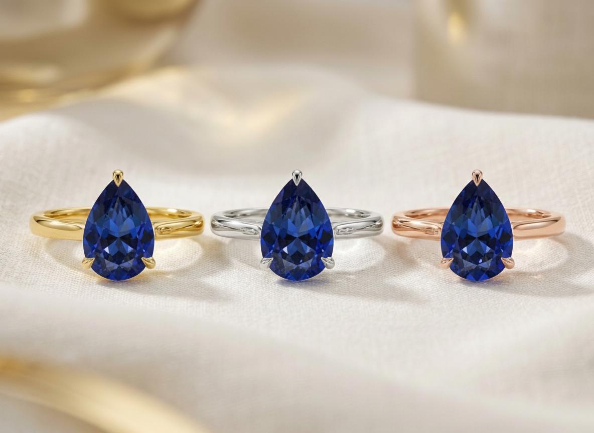 Sapphire Birthstone  Ring, Pear Cut Solitaire Engagement Ring, September Gemstone, Teardrop Promise Ring