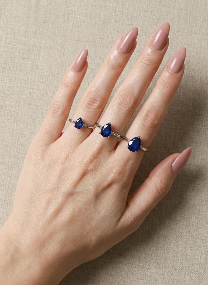 Sapphire Birthstone  Ring, Pear Cut Solitaire Engagement Ring, September Gemstone, Teardrop Promise Ring