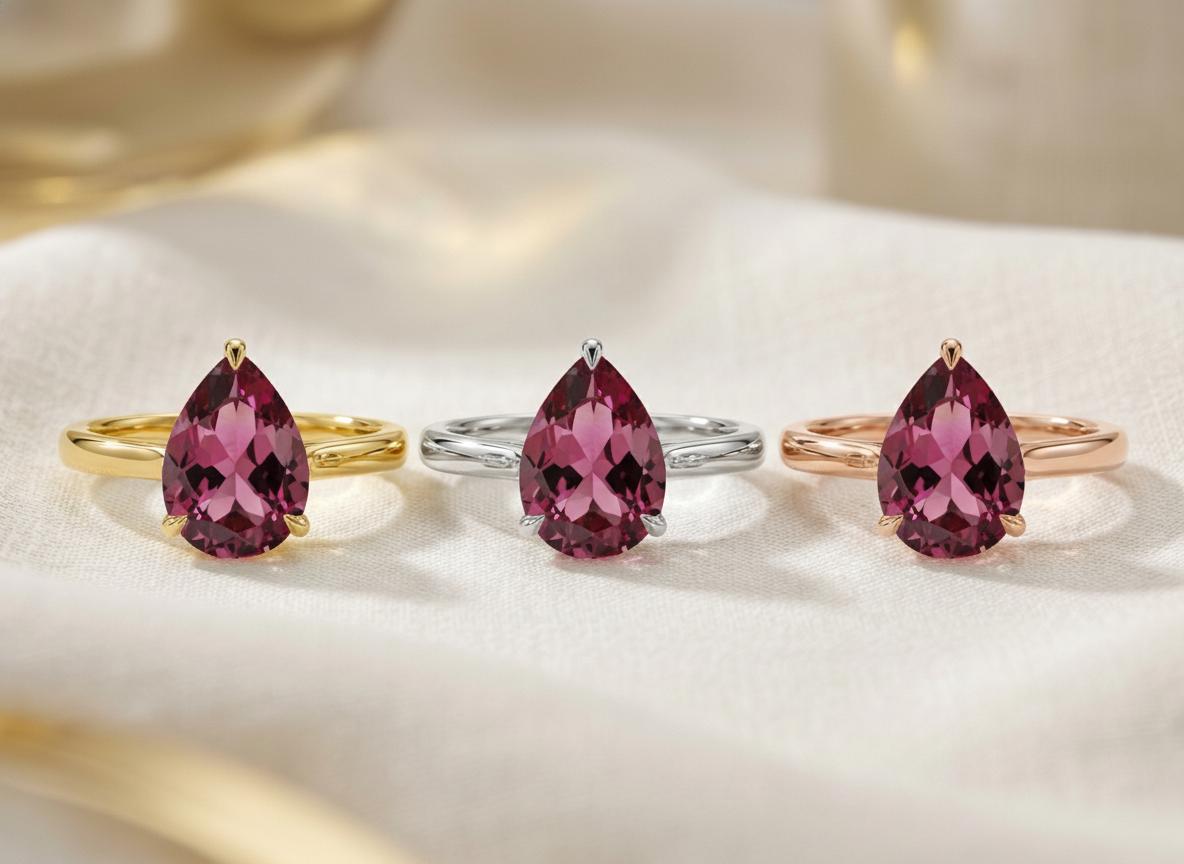 Pink Tourmaline Birthstone  Ring, Pear Cut Solitaire Engagement Ring, October Gemstone, Teardrop Promise Ring