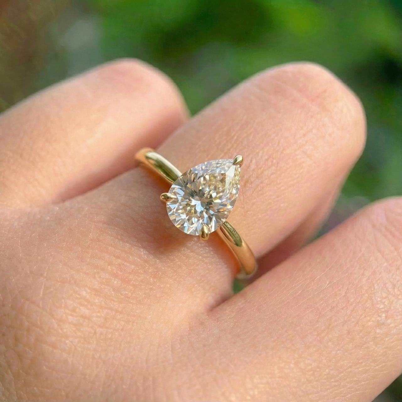 Moissanite Birthstone Ring, Pear Cut Solitaire Engagement Ring, Moissinate Promise Ring