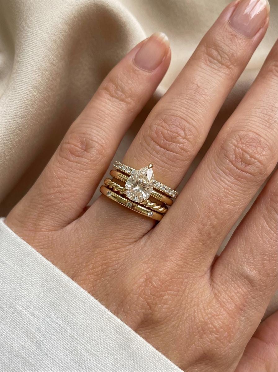 Moissanite Birthstone Ring, Pear Cut Solitaire Engagement Ring, Moissinate Promise Ring
