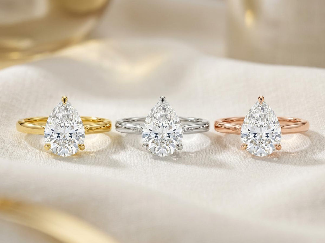 Moissanite Birthstone Ring, Pear Cut Solitaire Engagement Ring, Moissinate Promise Ring